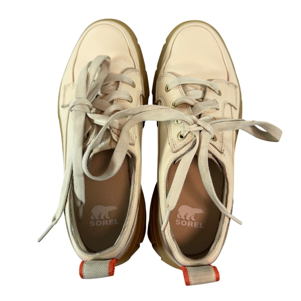 Sorel Ona RMX Glacy Low Waterproof Sneakers Cream Leather Gum Sole Womens 8.5